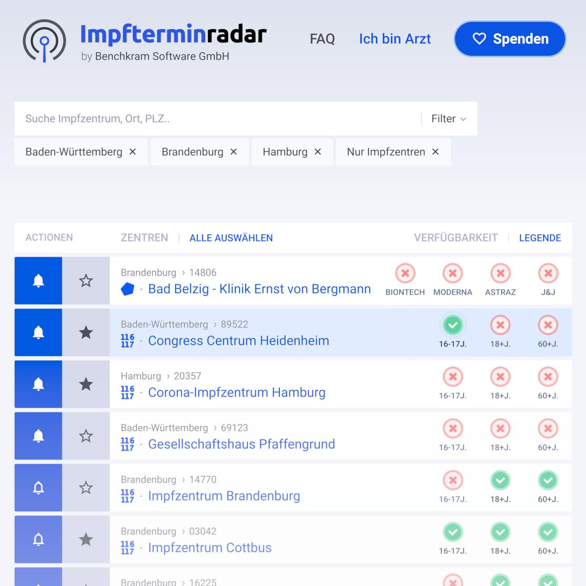 Impfterminradar